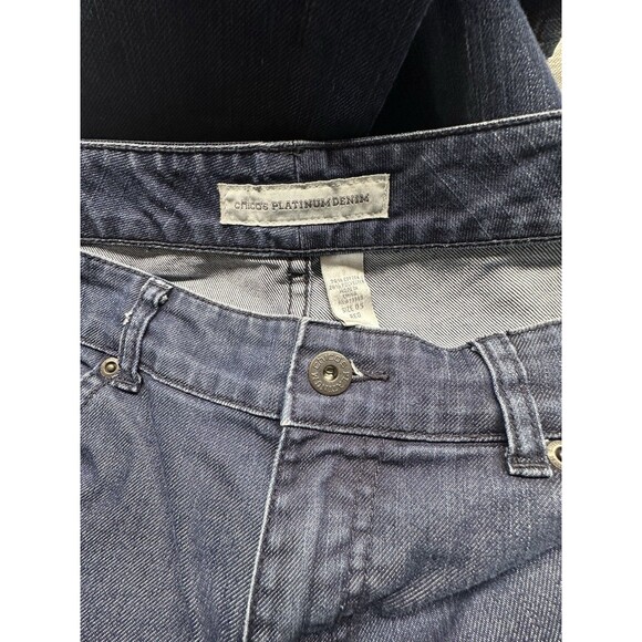 Chico's Platinum Denim Dark Blue Size 0.5.  Ultimate Fit Slim Leg - Picture 3 of 5